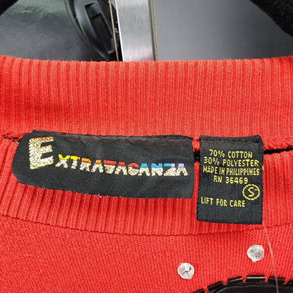 Vintage Extravaganza Red Cotton Floral Sweatshirt Size S - Picture 7 of 8